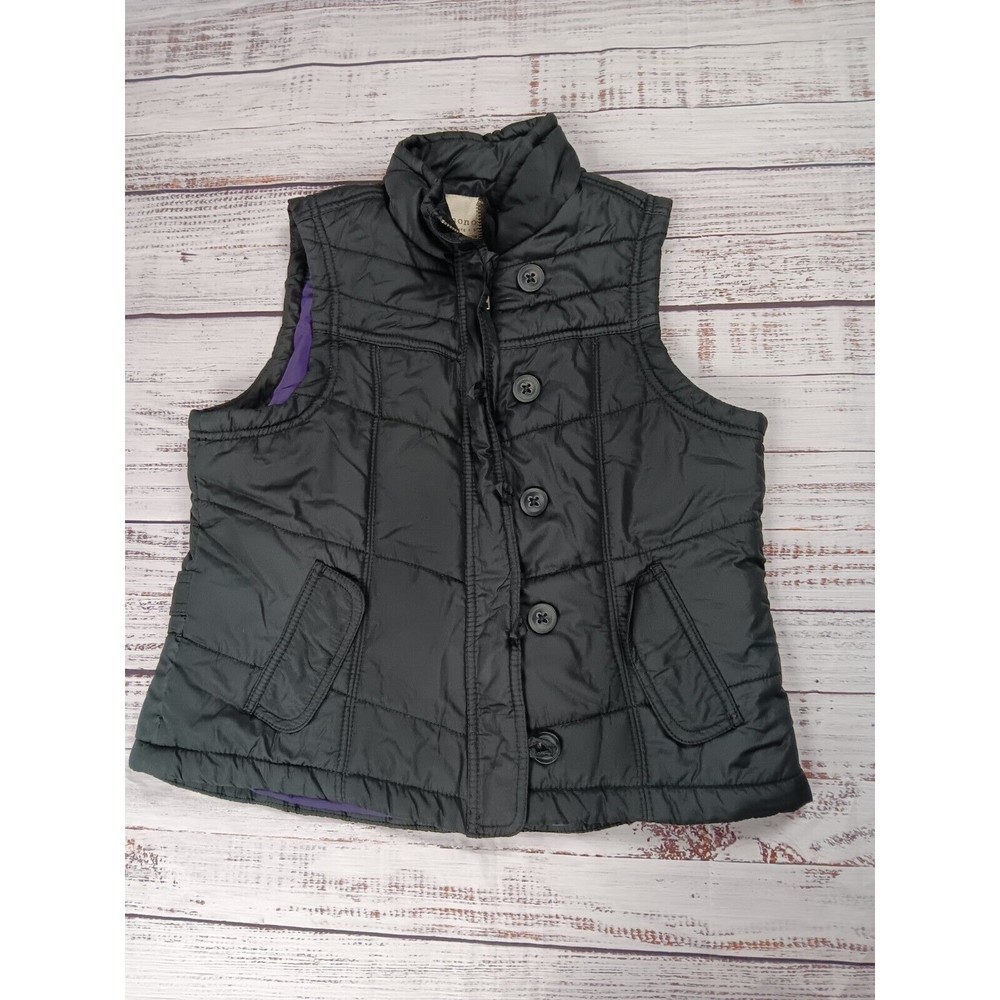 Sonoma Puffer Vest Jacket Women’s  Medium Petite Black Sleeveless Zip Button